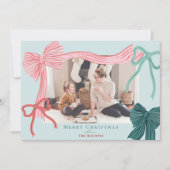 コケット – コアレッドグリーン弓グリーンクリスマスフォト シーズンカード (正面)