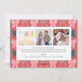 コケット – コアレッド&ピンク弓4枚の写真クリスマス シーズンカード (裏面)