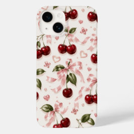 コケット チェリーとピンクサテンのリボン シームレス パターン Case-Mate iPhone 14ケース