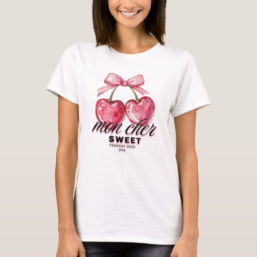 コケット チェリー ピンク レッド  Tシャツ (正面)