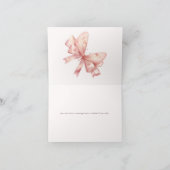 コケット・バタフライ |ピンクのベビーガールシャワー サンキューカード (内部)