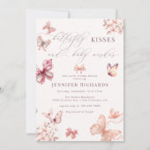 コケット・バタフライ |ピンクのベビーガールシャワー 招待状 (正面)