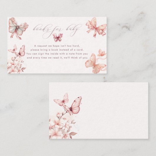 コケット・バタフライ |ピンクベビーガールベビー エンクロージャーカード (正面/裏面)