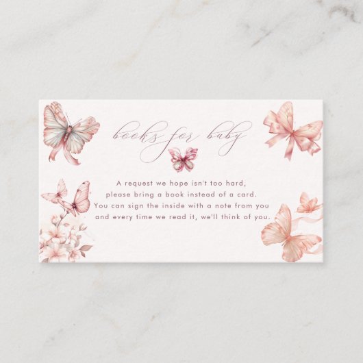 コケット・バタフライ |ピンクベビーガールベビー エンクロージャーカード (正面)