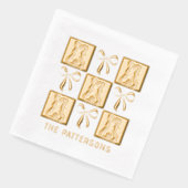 コケット・バンニーがイースター名をパーソナライズされた弓付け 箔ナプキン (左)