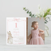 コケット・ピンクピーター・ザ・ラビットフォト第1誕生日 招待状 (スタンド正面)