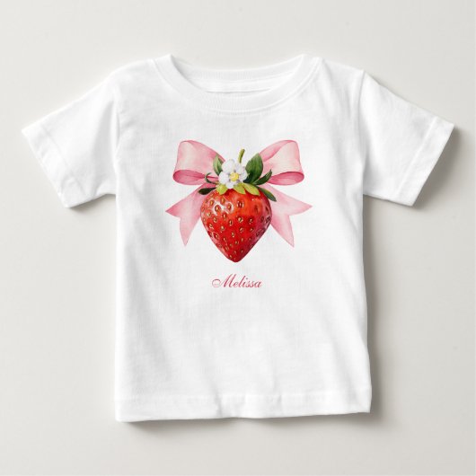 コケット ピンク ストロベリー ベビーTシャツ (正面)