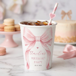 コケット ピンク リボン ガール 誕生日パーティ 紙コップ