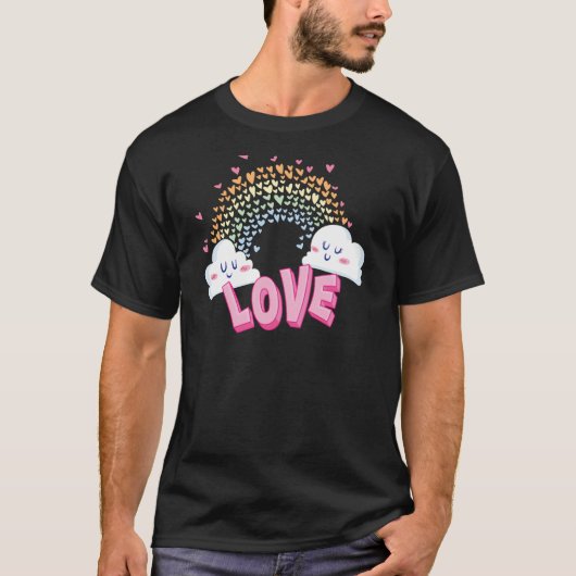 コケット ピンク リボン 虹色 銀河 車輪回し ミルキーA Tシャツ (正面)