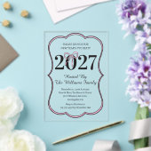 コケット ピンク リボン 2027 年越しパーティー アクリル招待状 (インサイチュ (ウェディング))