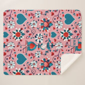 コケット、フローラおよびハートモチーフのモノグラム シェルパブランケット (正面(横))