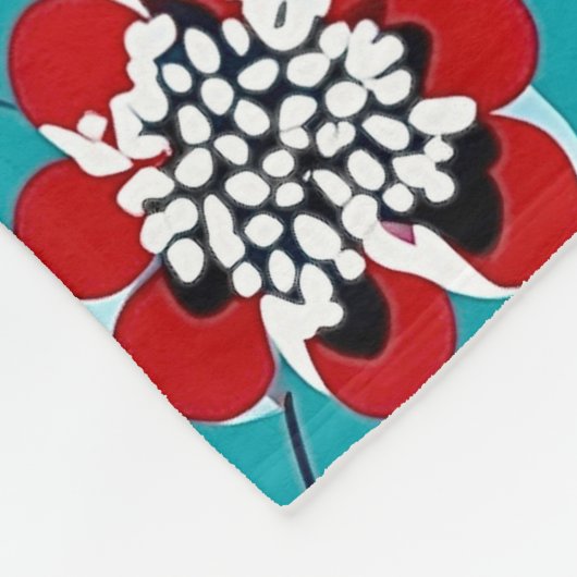 コケット、フローラ及びハートティール(緑がかった色)レッドモノグラム フリースブランケット (角)