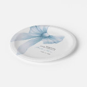 コケット ブルーボウ ブライダルシャワー ペーパープレート (アングル)