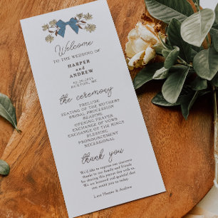 コケット・ブルー・イエロー弓結婚式プログラム プログラム
