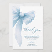 コケット ブルー ボウ ブライダル シャワー サンキューカード (正面)