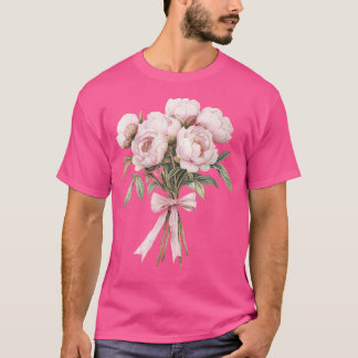 コケット・ペオニーブーケの花束をイメージした植物愛好家向けデザイン Tシャツ
