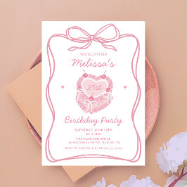コケット・ボウケーキ誕生日パーティーの招待状 招待状