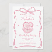 コケット・ボウケーキ誕生日パーティーの招待状 招待状 (正面)