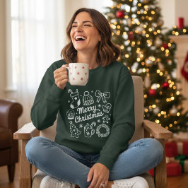 コケット メリークリスマス ドゥードル クリスマスの木 リボン スウェットシャツ
