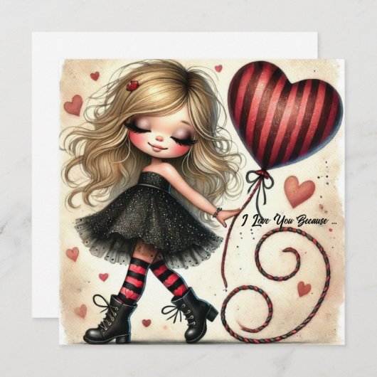 コケット リトルバレンタインの漫画の少女 赤い風船 シーズンカード (正面/裏面)