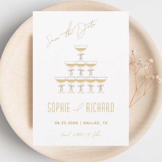 コケット リボン シャンパン タワー フォーンテイン ウェディング セーブザデート