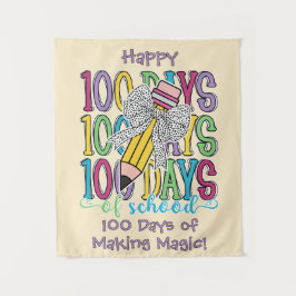 コケット レオパード 鉛筆 リボン 100日目の学校 タペストリー