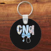 コケットCnaナースブルーフローラ聴診器ボーカット キーホルダー (正面)