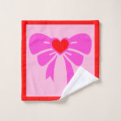 コケットy2kリボンパターンレッド&ピンク名門私立校風の名 バスタオルセット (ウォッシュタオル)