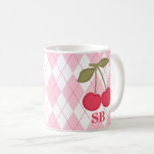 コケッパーソナライズされたトジャカードピンクさくらんぼ コーヒーマグカップ (正面右)