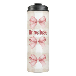 コケッパーソナライズされたト弓とベージュのギンガム タンブラー