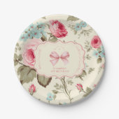 コケッファンシートBow ONE Girl第1誕生日 ペーパープレート (正面)