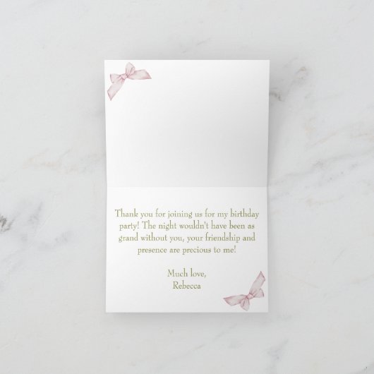 コケッフェミニントヴィンテージフローラ誕生日パーティー サンキューカード (内部)
