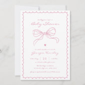 コケッフランスのト弓ウィムシーフレームガールベビーシャワー 招待状 (正面)