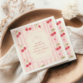 コケッユニークトさくらんぼオントップベビーシャワー スタンダードカクテルナプキン