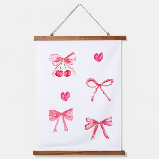 コケッ名門私立校風のクピンクボウベビーガールキッズウォーター色 吊り下げ型タペストリー (正面)