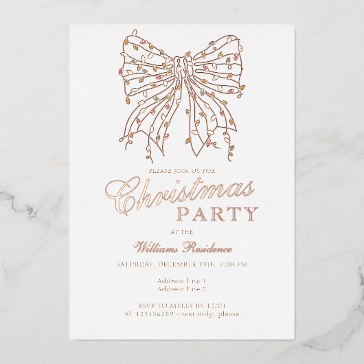 コケッ名門私立校風のトボウウィンタークリスマスライトパーティー 箔招待状 (正面)