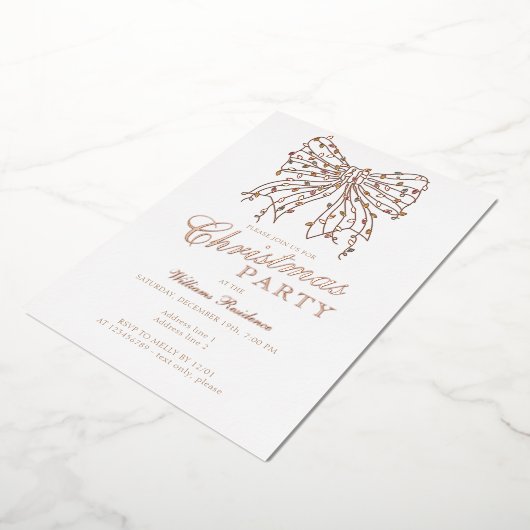 コケッ名門私立校風のトボウウィンタークリスマスライトパーティー 箔招待状 (回転した状態)