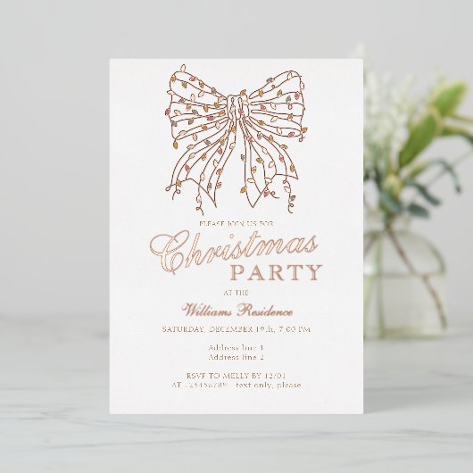 コケッ名門私立校風のトボウウィンタークリスマスライトパーティー 箔招待状 (立ち正面)