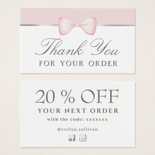 コケッ感謝していクピンクボウ割引カード (正面&裏面)