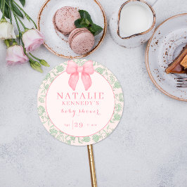 コケティエステティック ピンクの蝶結び サージュグリーン 赤ちゃん女の子 ラウンドシール