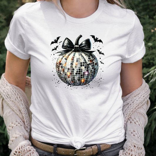 コケティッシュなディスコボールパンプキンブラックボウ トライブレンドTシャツ