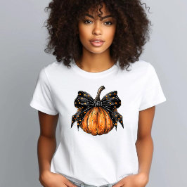 コケティッシュなハロウィーンカボチャ星ブラックボウ Tシャツ