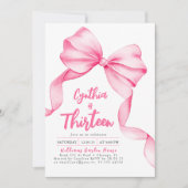 コケティピンクリボンの誕生日 招待状 (正面)