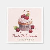 コケティピンクリボンチェリーケーキファンシーガールエステティック スタンダードカクテルナプキン (正面)