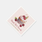 コケティピンクリボンチェリーケーキファンシーガールエステティック スタンダードカクテルナプキン (角)