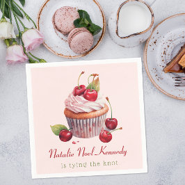 コケティピンクリボンチェリーケーキファンシーガールエステティック スタンダードカクテルナプキン