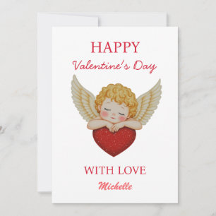 コケティーな天使のキューピッド ハート Happy Valentine's Day シーズンカード