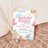 コケティーな海岸のティーンズビーチバースデーパーティー 招待状