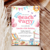 コケティーな海岸のティーンズビーチバースデーパーティー 招待状