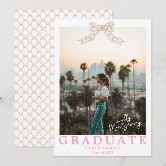 コケティー シャンソワーズ ボウ 卒業発表 招待状 (正面/裏面)